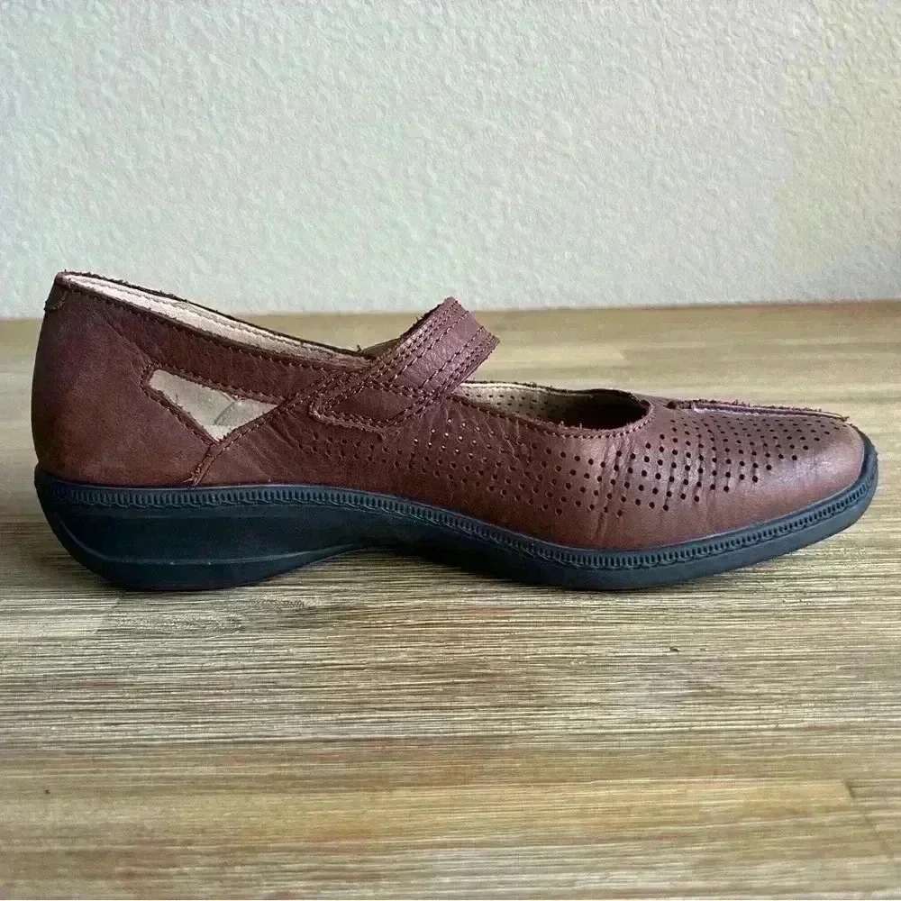 Hotter Mary Jane Shoes Brown Womens 8.5 Leather Comfort Classic Sophisticated